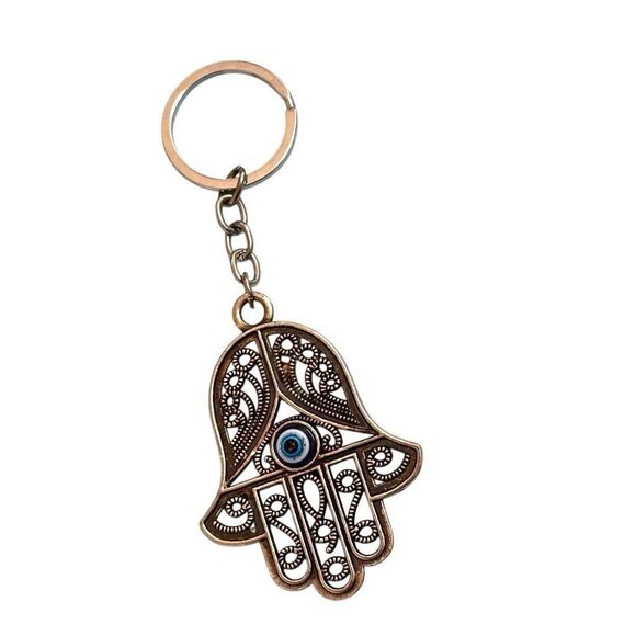 Hamsa keychain with evil eye center - Picture 3 of 5